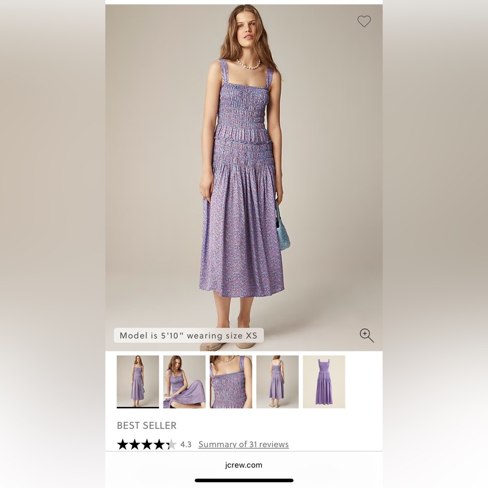 Brand new J Crew smocked midi dress